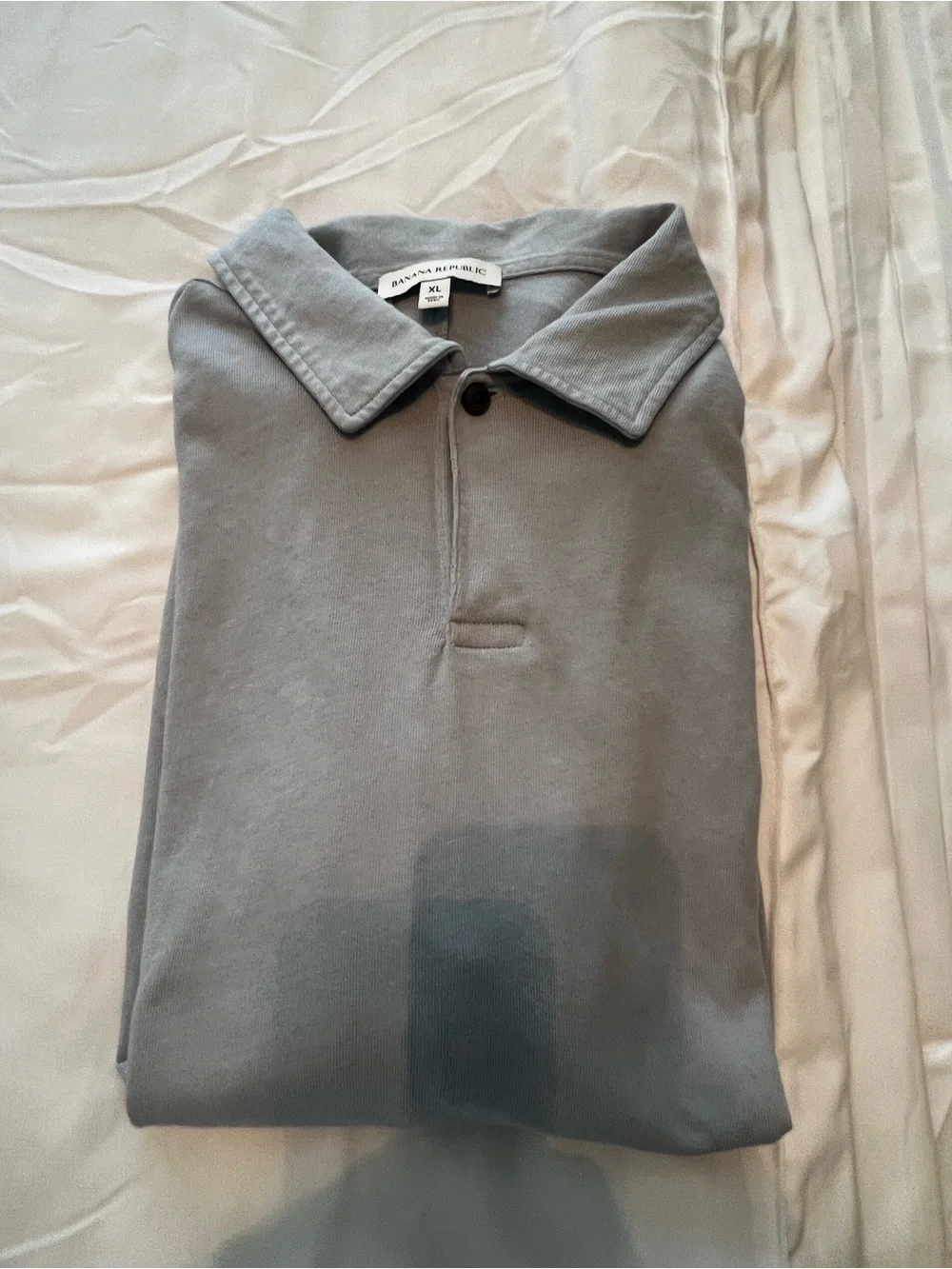 Banana Republic Gray Long-Sleeve Polo Shirt